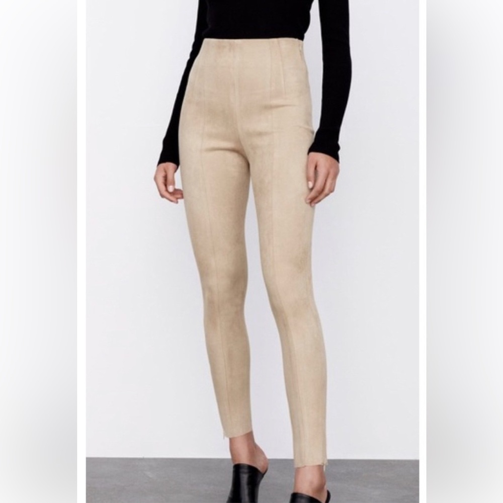Zara High-Waisted Faux Suede Leggings